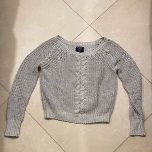 Abercrombie & Fitch Gray Cable Knit Women's Sweater Size XS Sparkly Comfort